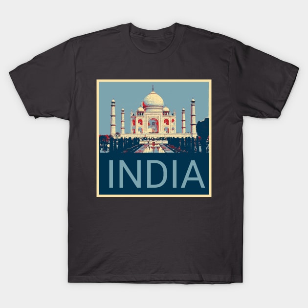 India in Shepard Fairey style design T-Shirt by Montanescu